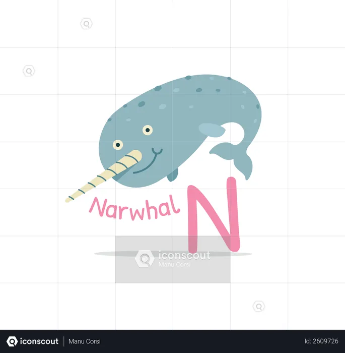 N for Narwhal  Illustration