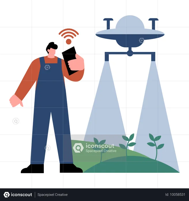 Nachhaltige Landwirtschaft mit Technologie  Illustration