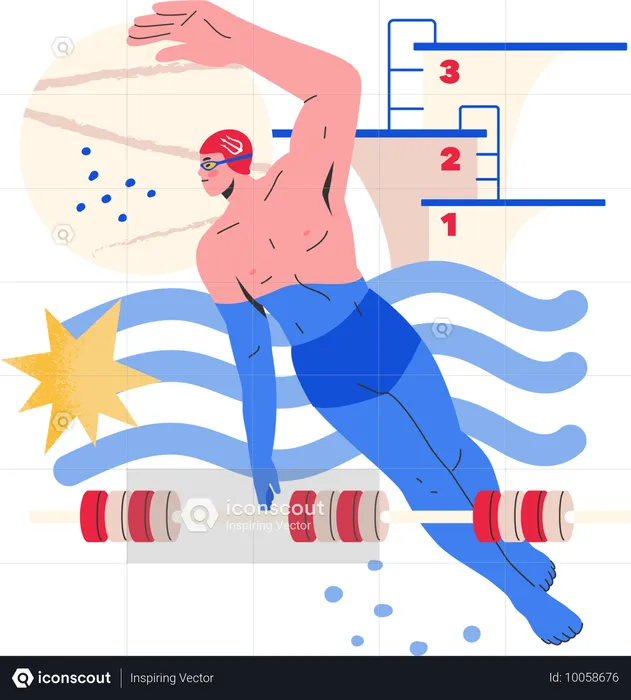 Un nageur participe à un championnat de natation  Illustration