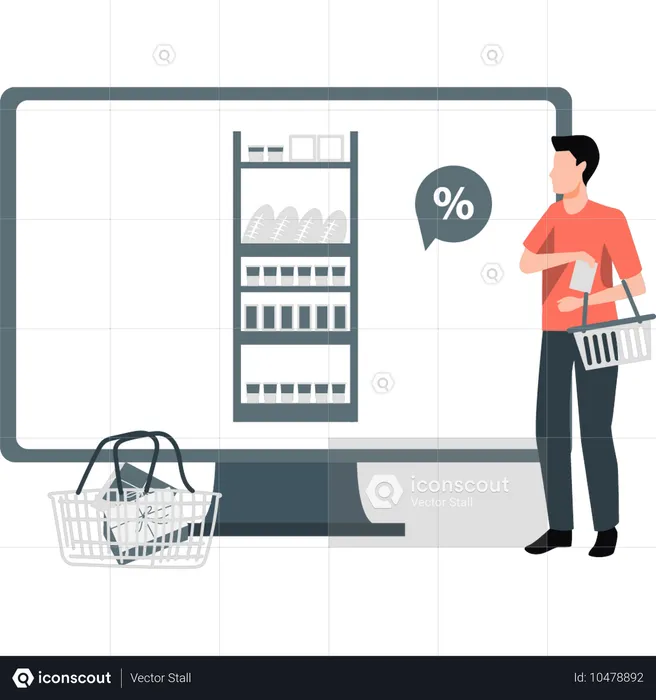 Nan fait du shopping en ligne  Illustration