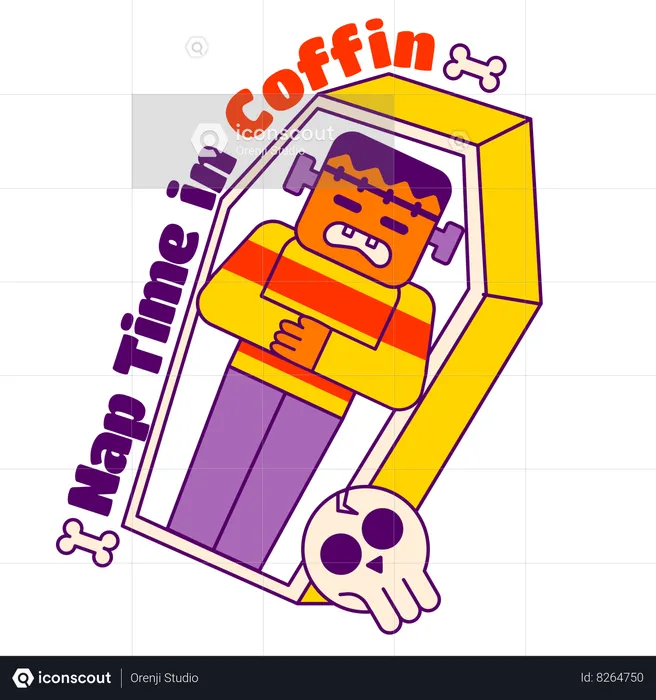 Nap time in coffin  Illustration