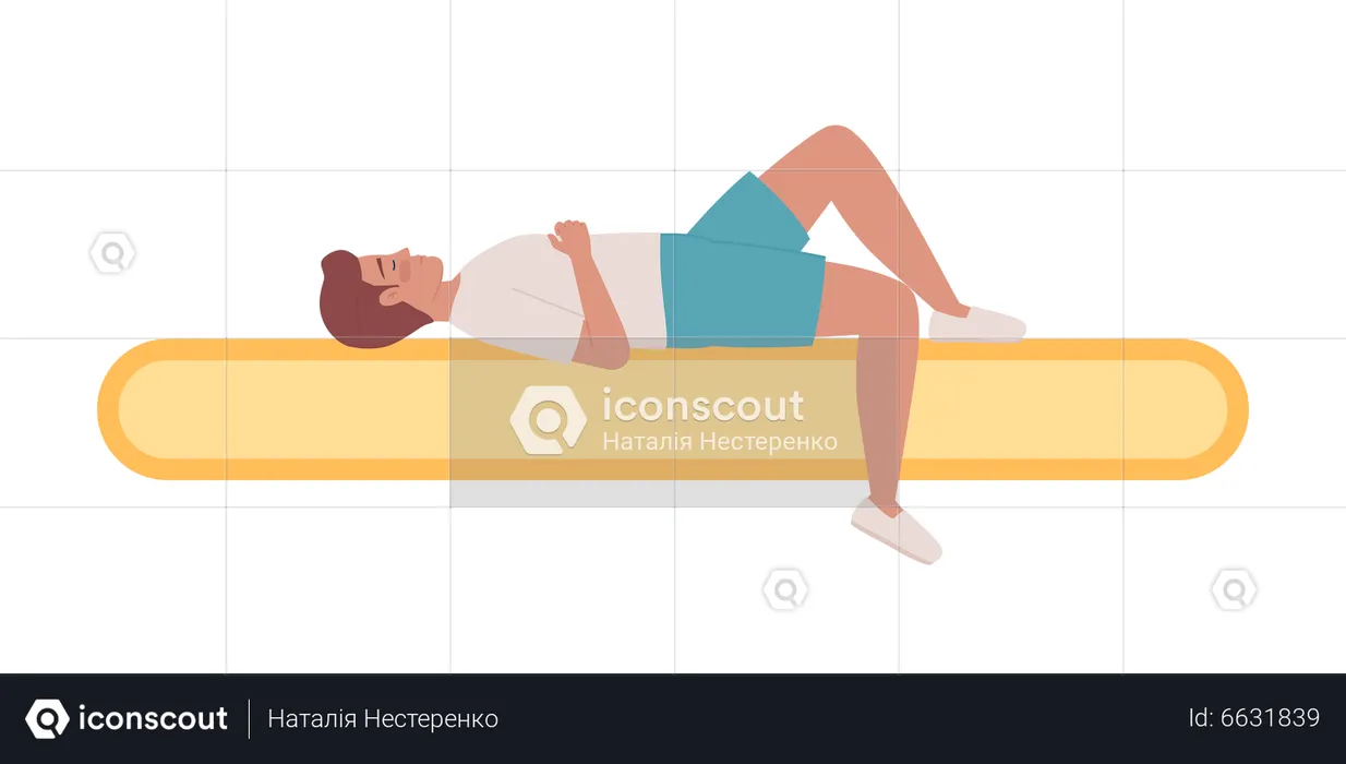 Napping man lying on loading bar  Illustration