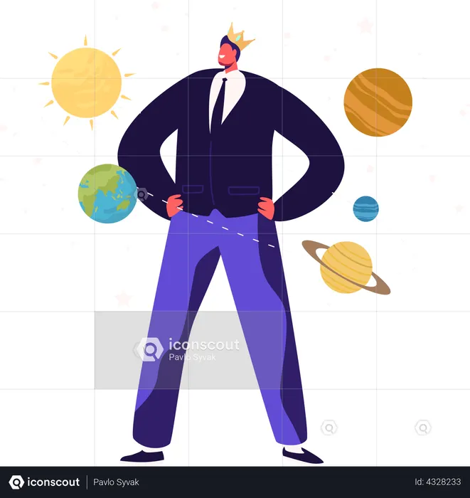 Businessman is an egoist with word ego kicked off Vector Image