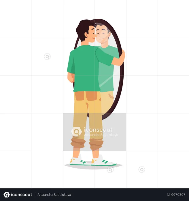 Narcissistic man with positive self acceptance  Illustration