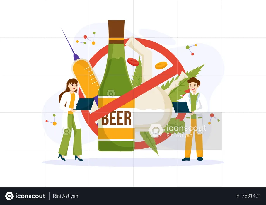 Narcologist doctor saying stop alcohol  Illustration