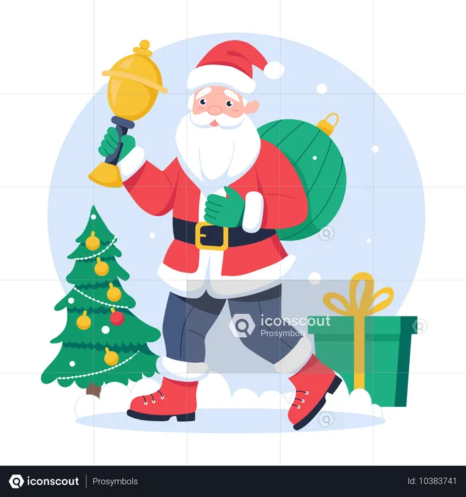 Papai Noel de Natal com Jingle Bell  Ilustração