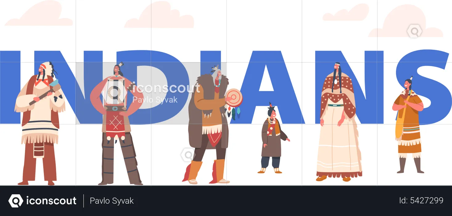 Native indigenous characters  Illustration