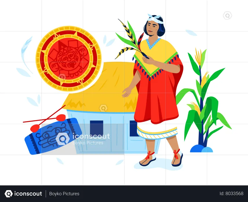 Native peasant woman  Illustration