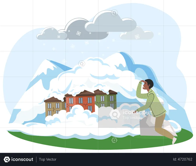 Natural disaster such as snow avalanche  Illustration