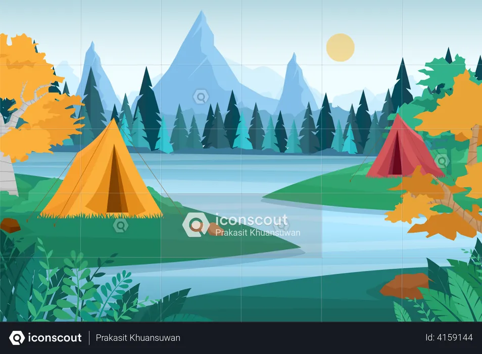 Nature adventure camping  Illustration