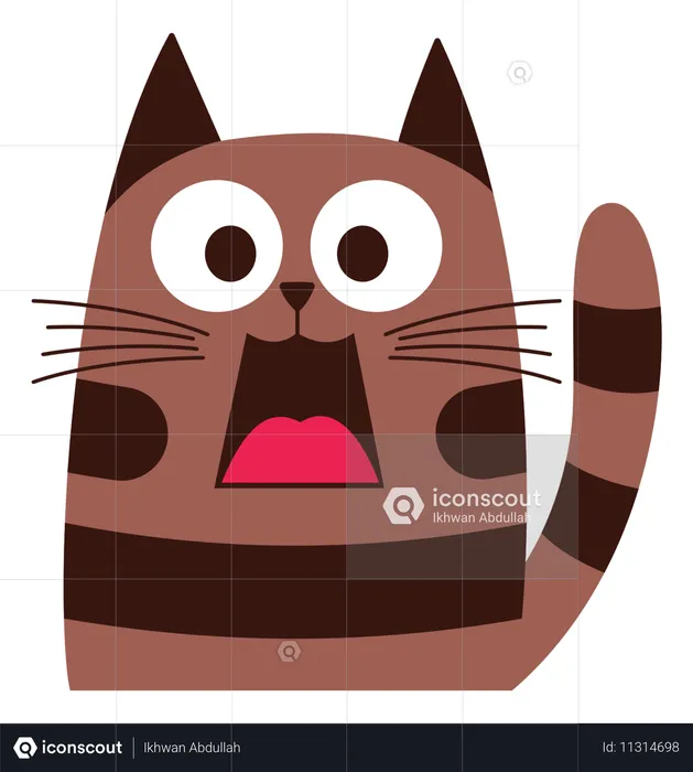 Naughty Cat With Screaming Shock Face  Illustration