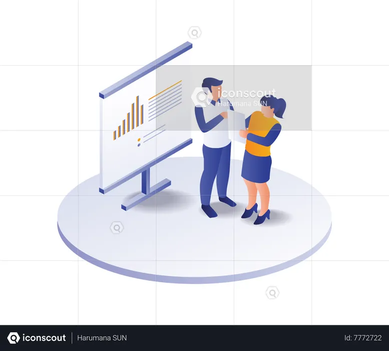 Negociar sobre datos de análisis de la empresa.  Ilustración