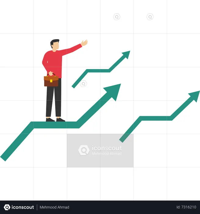 Negocio en crecimiento positivo  Ilustración