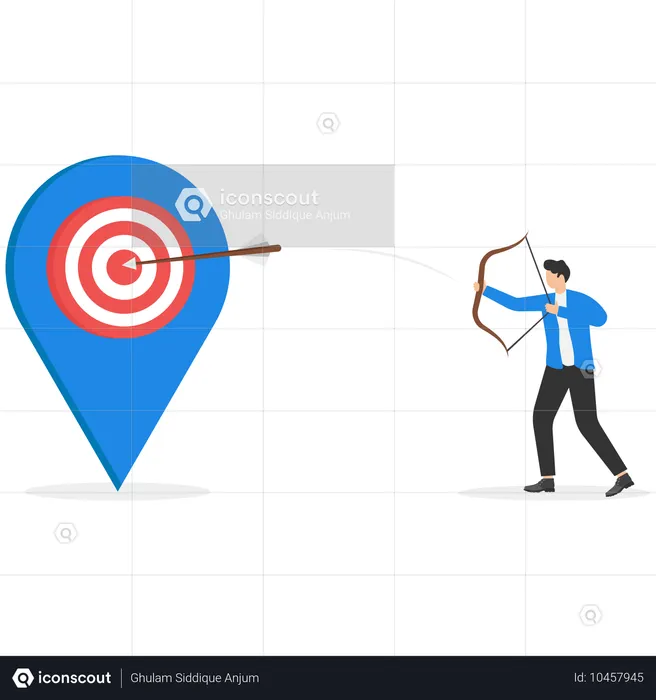 Negocio que utiliza tiro con arco y flecha Indicador de posición del objetivo comercial  Ilustración