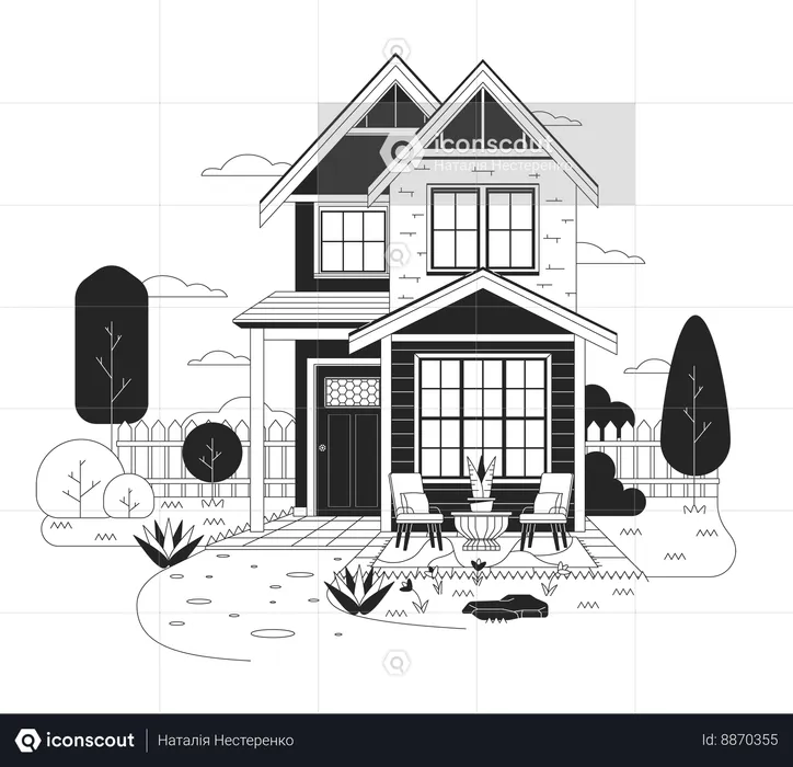 Neighborhood single family home  Illustration