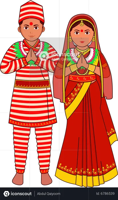 Nepali Wedding Couple  Illustration