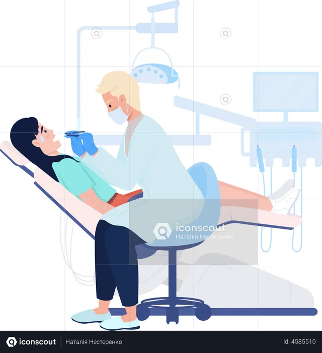 Nervous patient at dentist appointment  Illustration