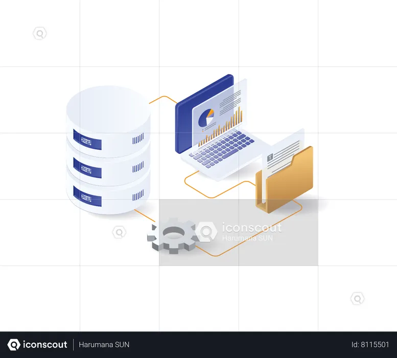 Network database server analyst  Illustration