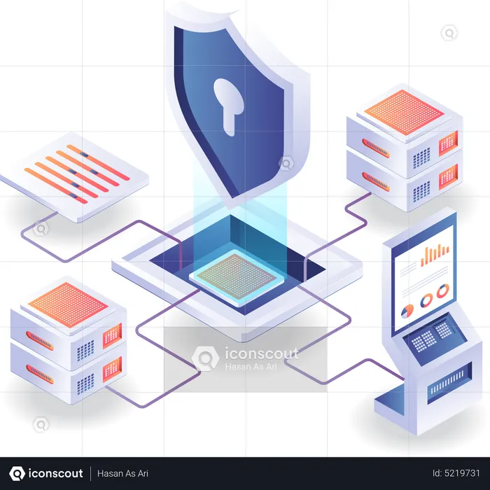 Network monitor server security analysis  Illustration