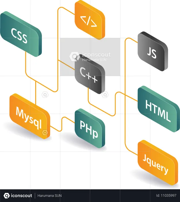 Network programming language technology for web developers  Illustration