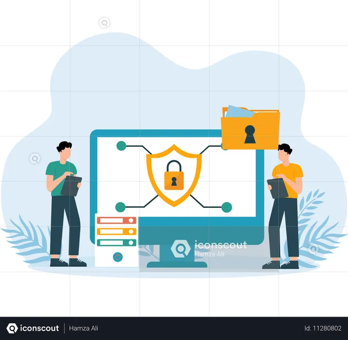 Network Security ensures system security  Illustration