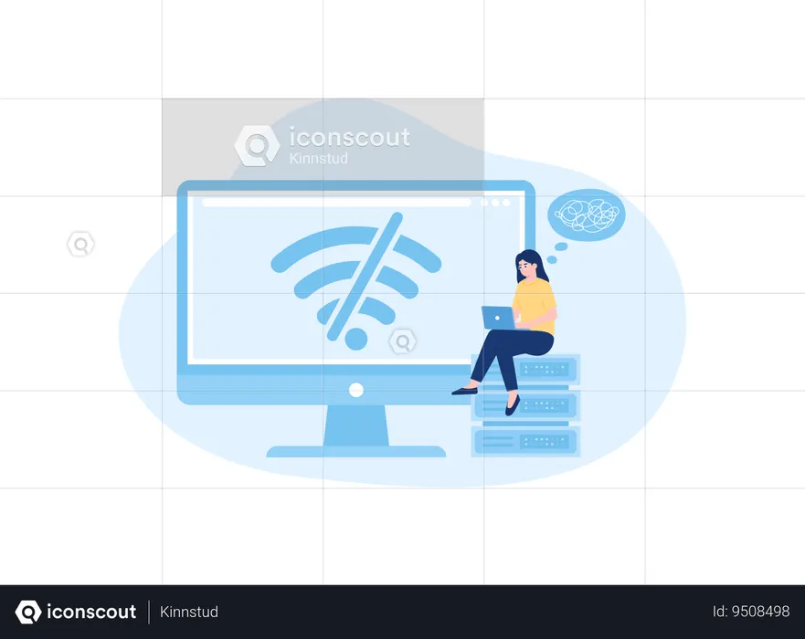Network troubleshooting on a computer  Illustration