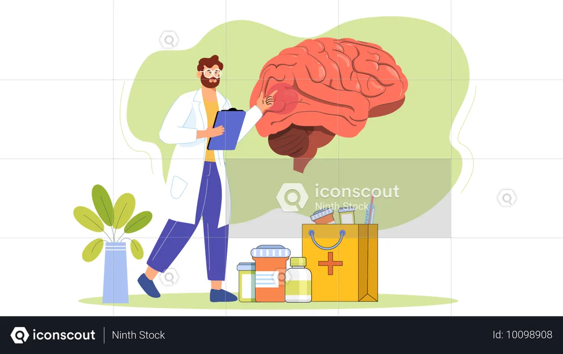 Neurologista masculino  Ilustração