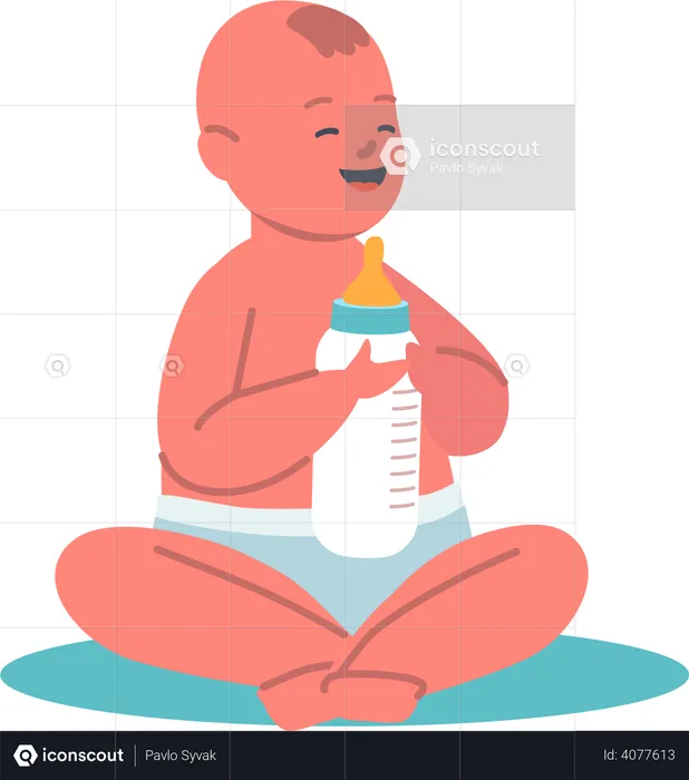 New born baby feeding milk  Illustration