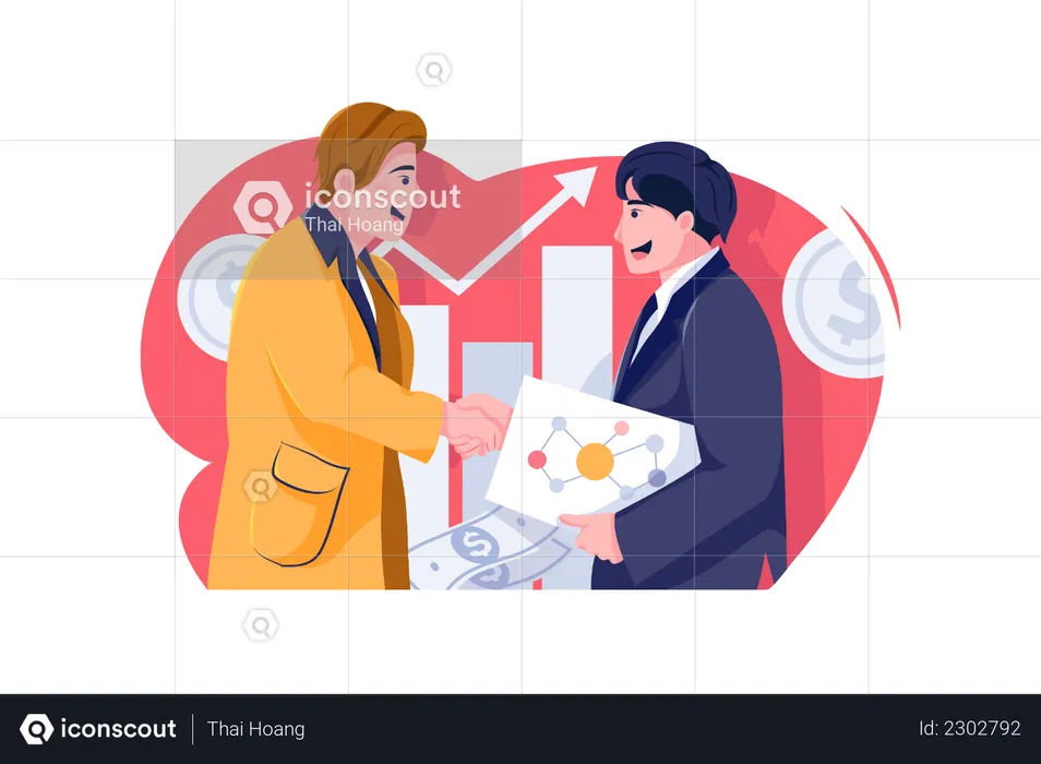 New businessman handshaking with investor  Illustration