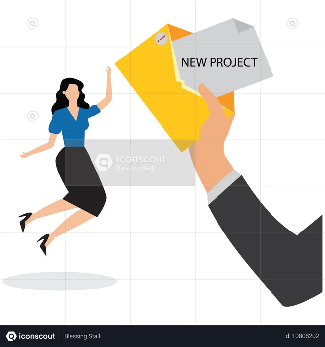 New employee hired with new project details  Illustration