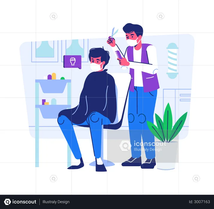 New Normal at Barbershop  Illustration