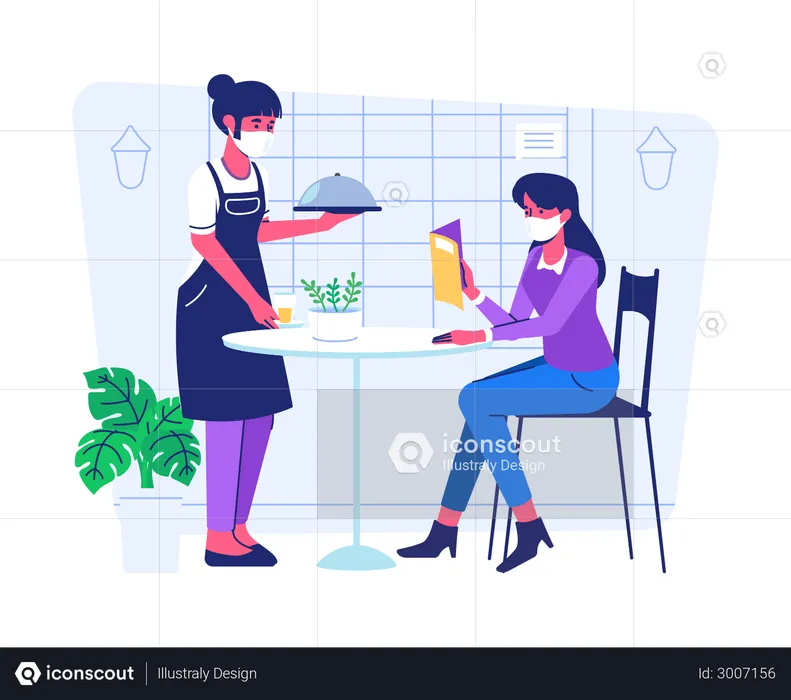 New Normal at Restaurant  Illustration