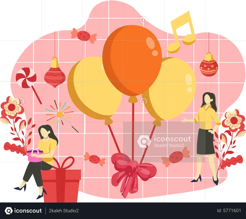 New year balloons  Illustration