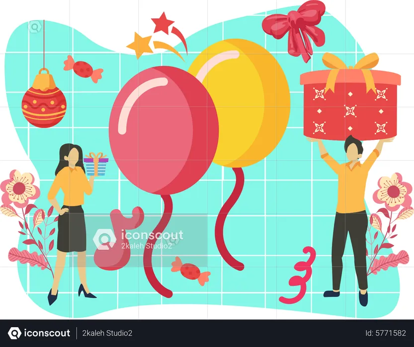 New year balloons  Illustration