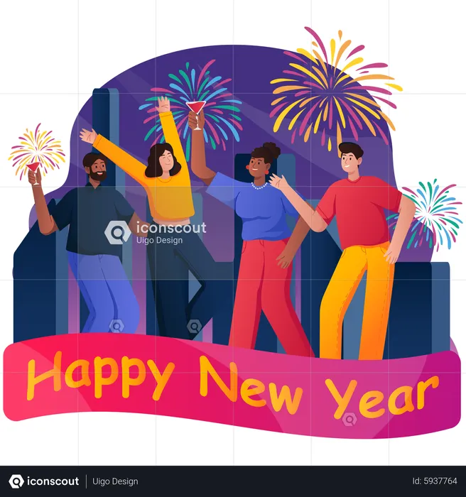 New Year Celebration  Illustration