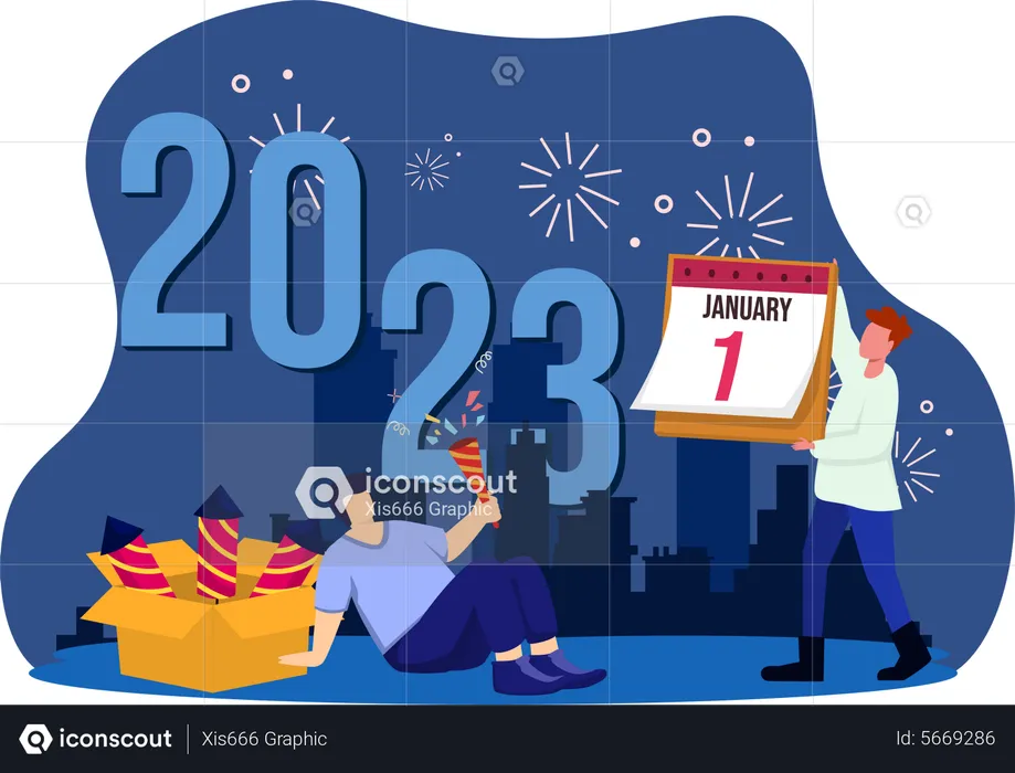 New year day celebration on January 1  Illustration
