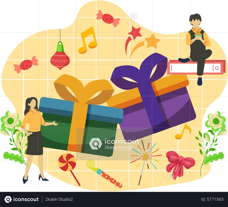 New year gift boxes  Illustration