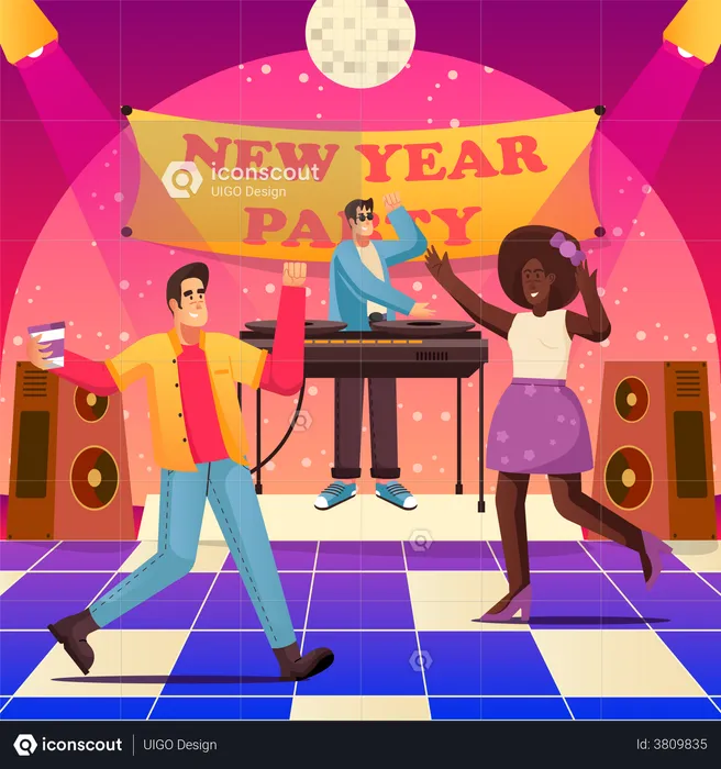 New year midnight party celebration  Illustration