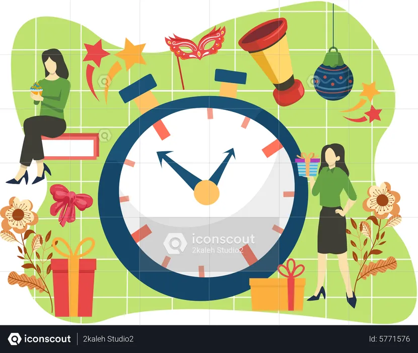 New year time on clock  Illustration