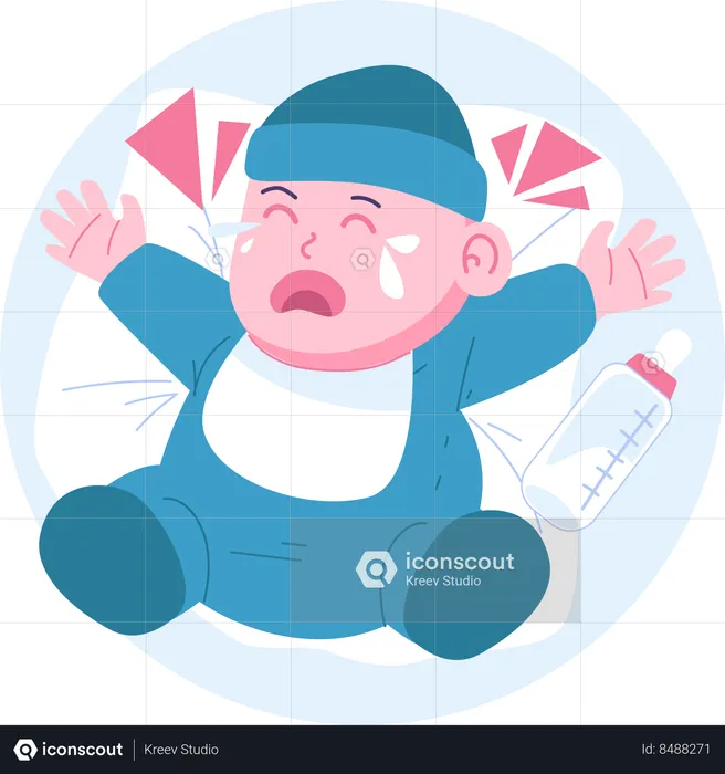 Newborn baby crying  Illustration