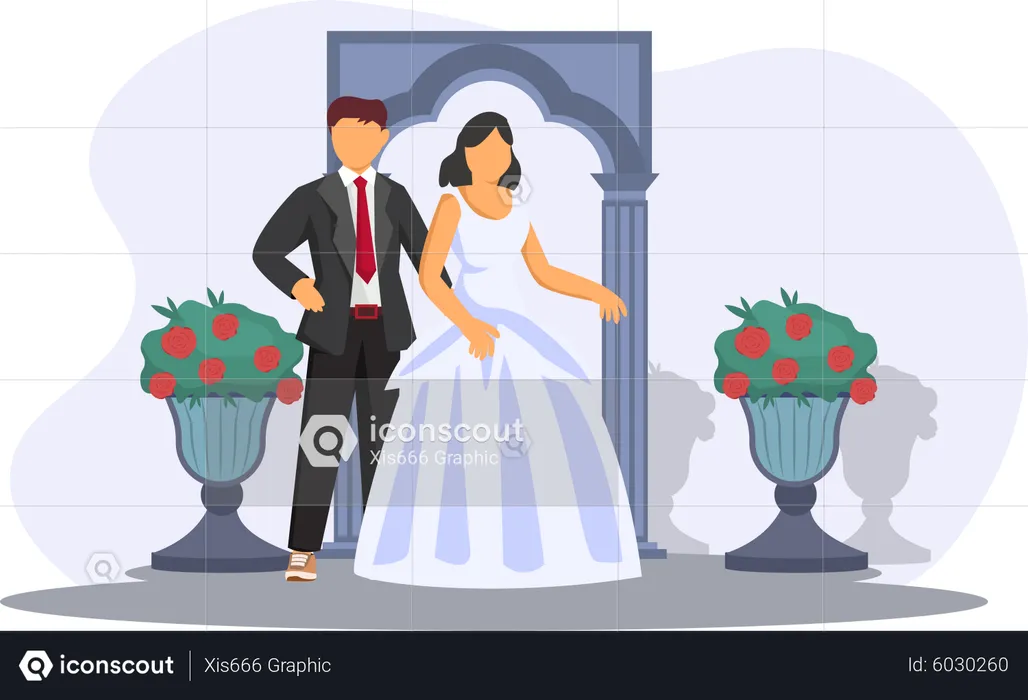 Newly Married Couple  Illustration