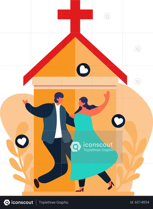 Newly Married Couple Dancing  Illustration