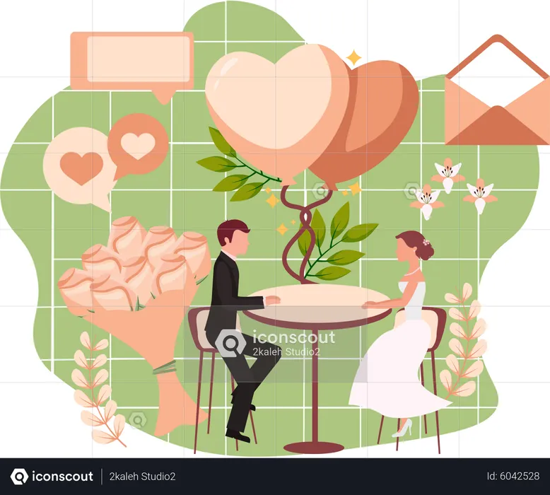 Newly Married Couple  Illustration