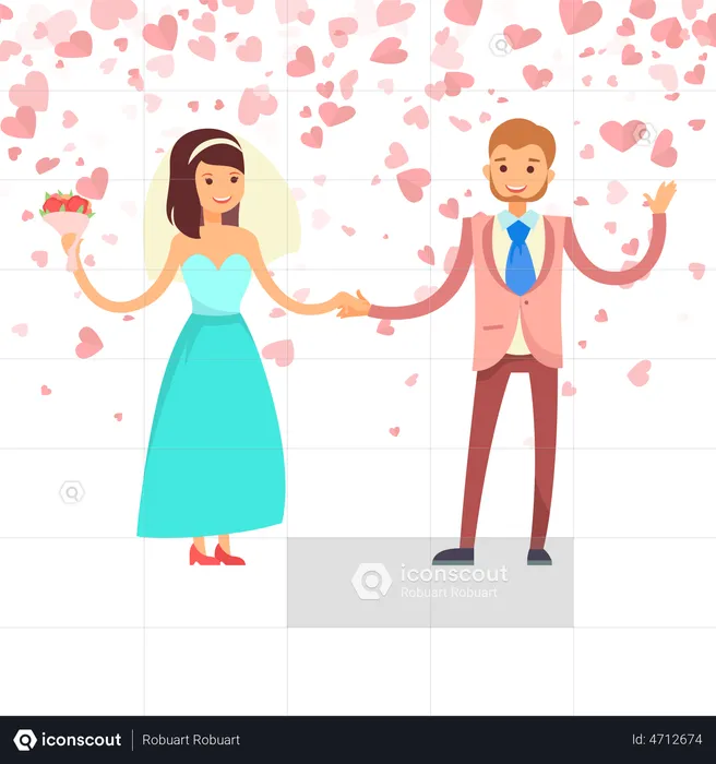 Newly Married Couple  Illustration