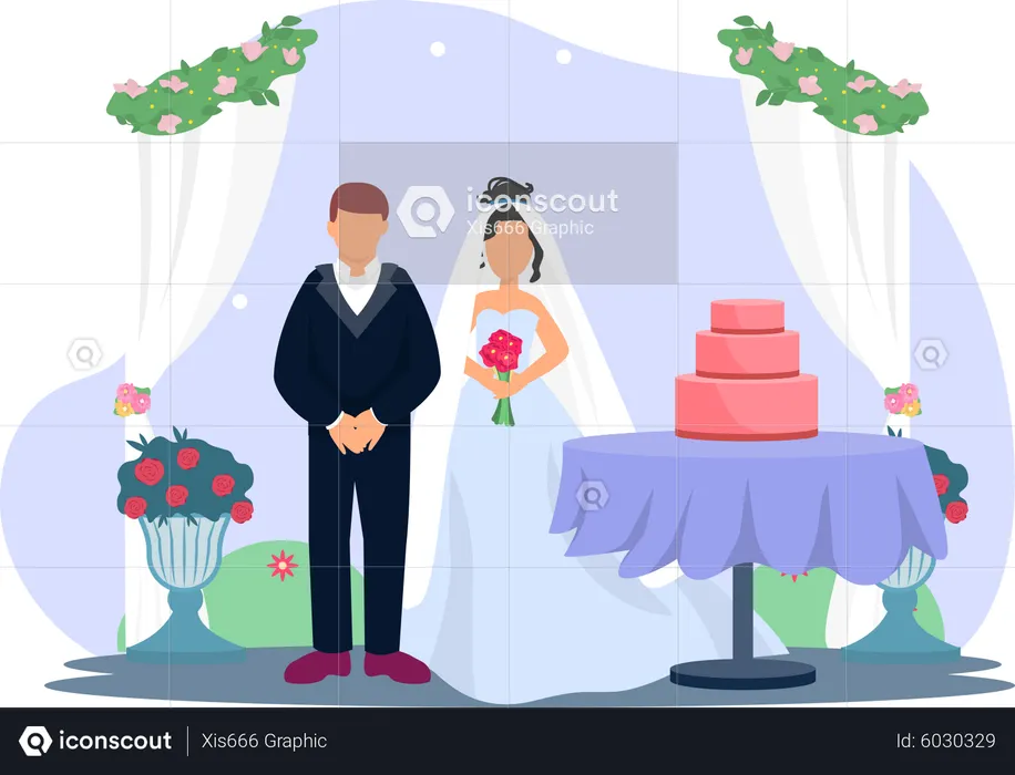 Newly Married Couple  Illustration