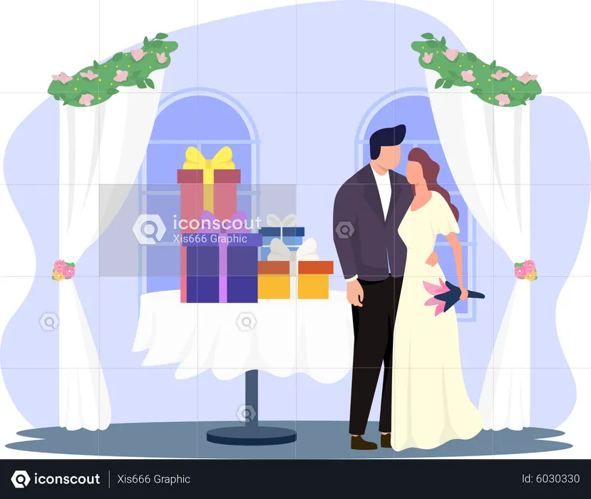 Newly Married Couple  Illustration