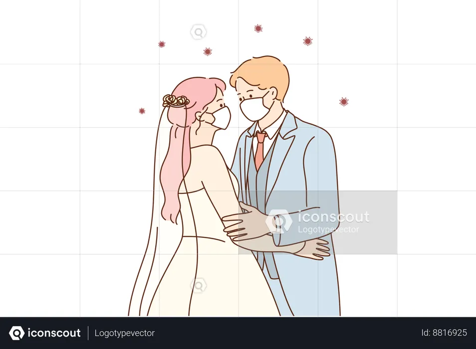 Newly wedded couple  Illustration