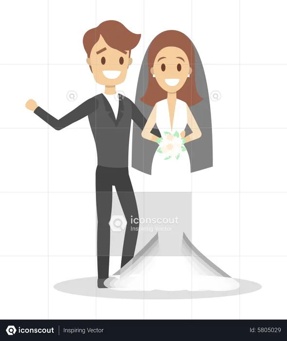 Newly wedded couple  Illustration