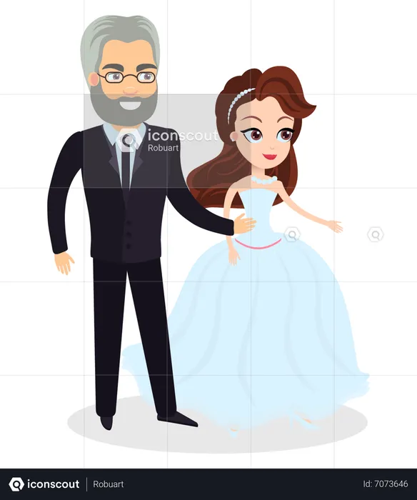 Newly weds stand together  Illustration