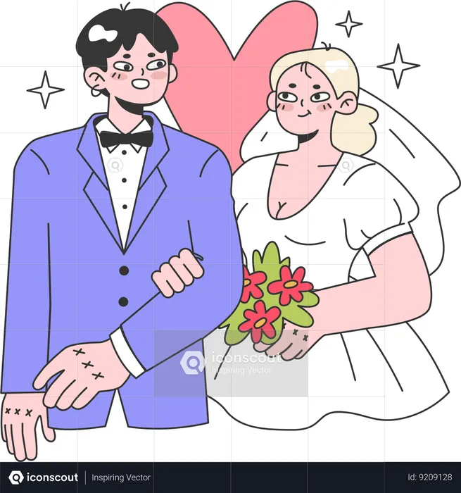 Newlywed Couple  Illustration